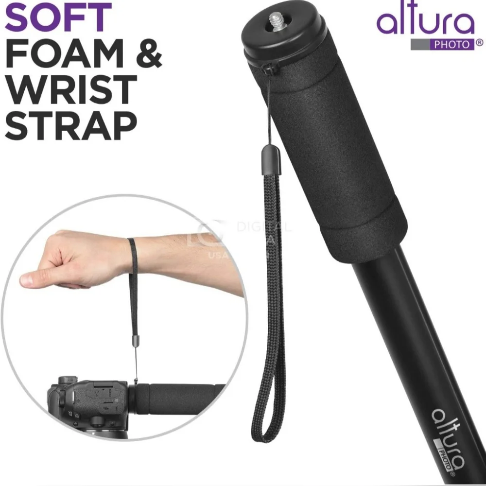 Altura Black Camera Monopod w/ Pouch